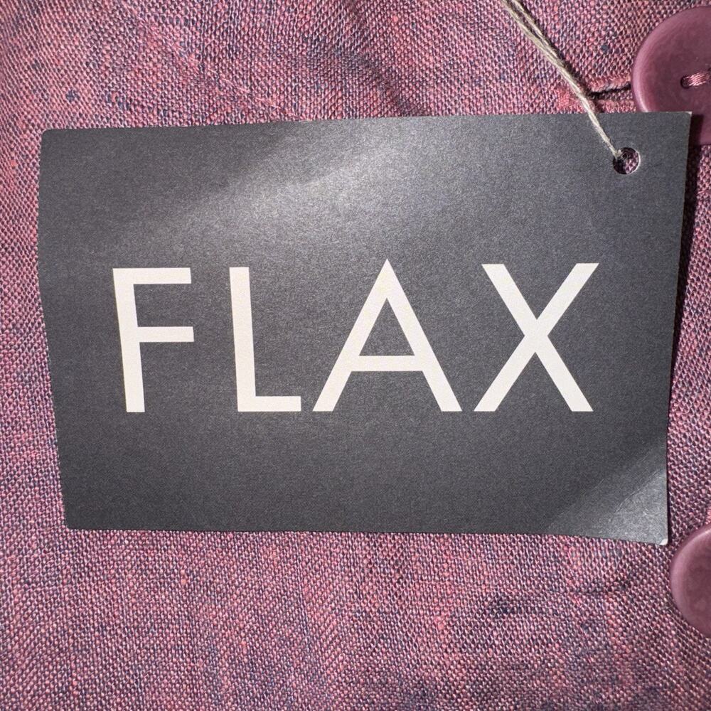 NWT FLAX P Sz 6-10 Linen Purple Berry Yarn Dye Button Shacket Pocket Long Sleeve - Picture 11 of 14